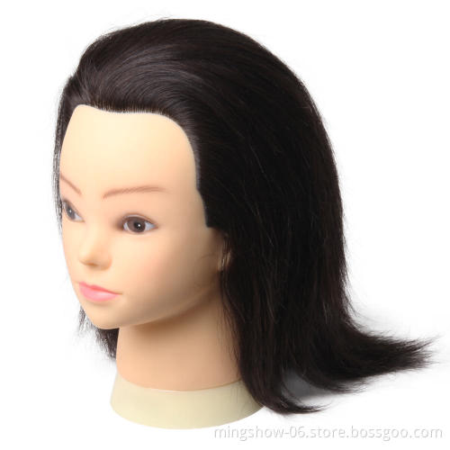 100% Human Hair Mannequin Head Real Human Hair Natural Black Color Practice Model Training Head For Hairdresser